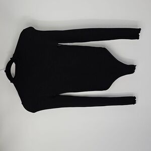 Intimately Free People Black Stretchy Textured Hugging Bodysuit‎ Mock Turtleneck